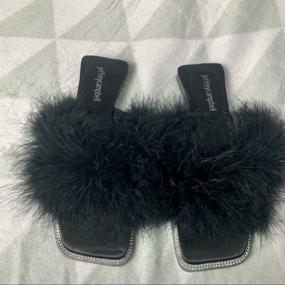 JEFFREY CAMPBELL Crossband Slide Sandal Flats Genuine Turkey Feathers crushonu2 - Picture 2 of 11